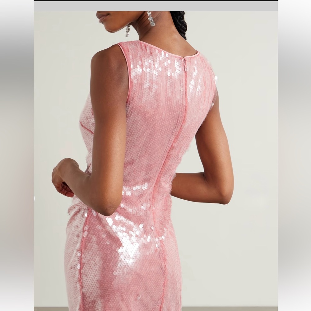 NWT STAUD Eton Sequined Tulle Pink Mini Dress Sz L - Picture 4 of 16